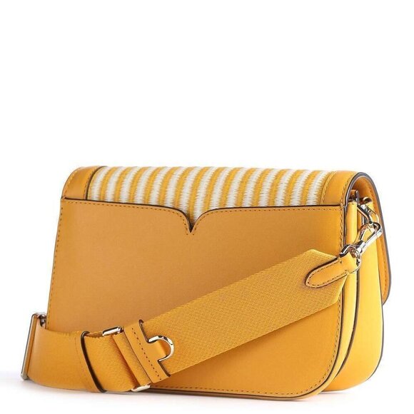 Kate Spade Buddie Shoulder Bag Clutch Yellow Leather Straw Crossbody ORG PKG - Picture 2 of 12